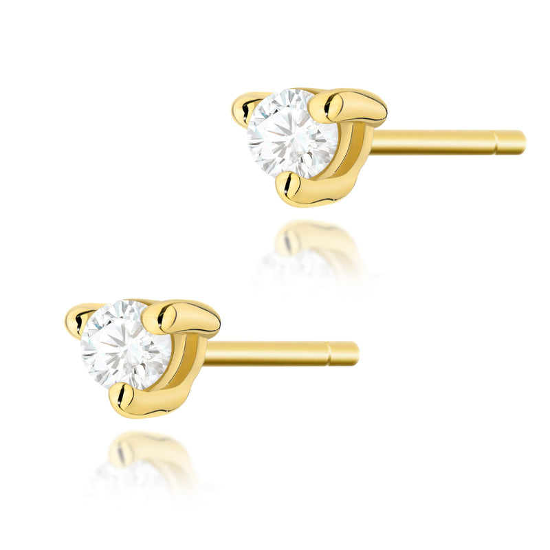Cercei Aur 14K cu Diamant Natural 0.04 ct — Aur galben