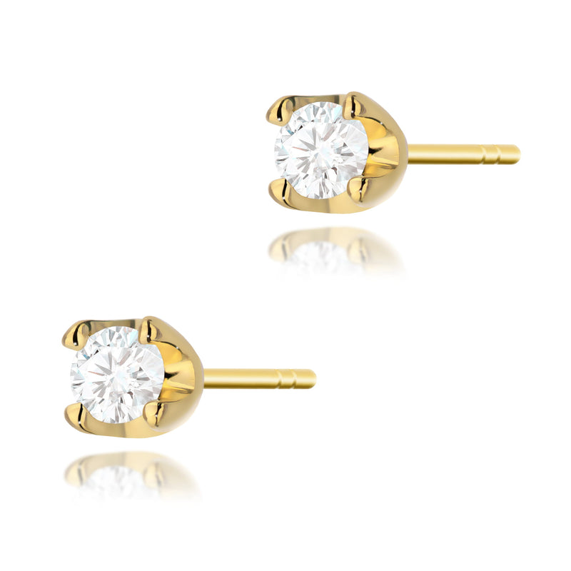 Cercei Aur 14K cu Diamant Natural 0.08 ct — Aur galben