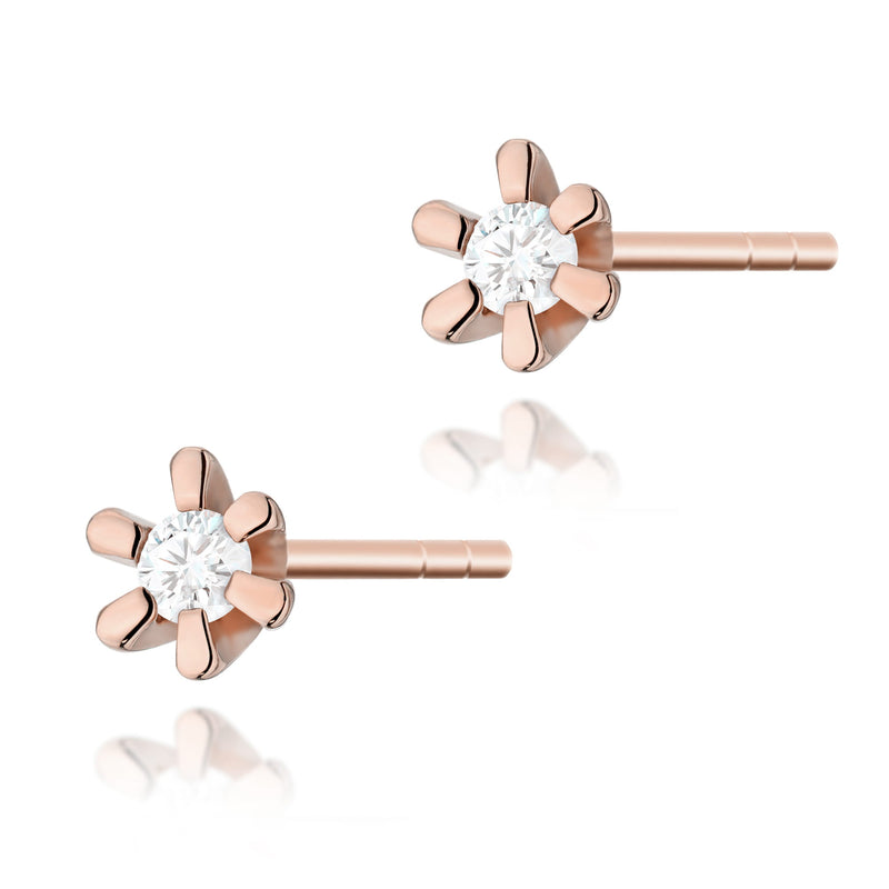 Cercei Aur 14K cu Diamant Natural 0.02 ct, imaginea 3 din 6