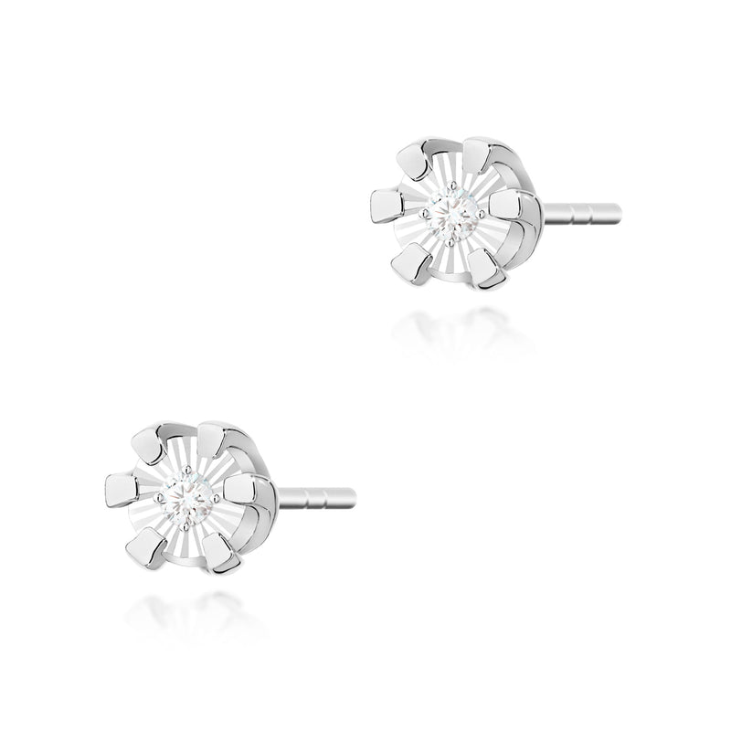 Cercei Aur 14K cu Diamant Natural 0.01 ct, imaginea 5 din 6