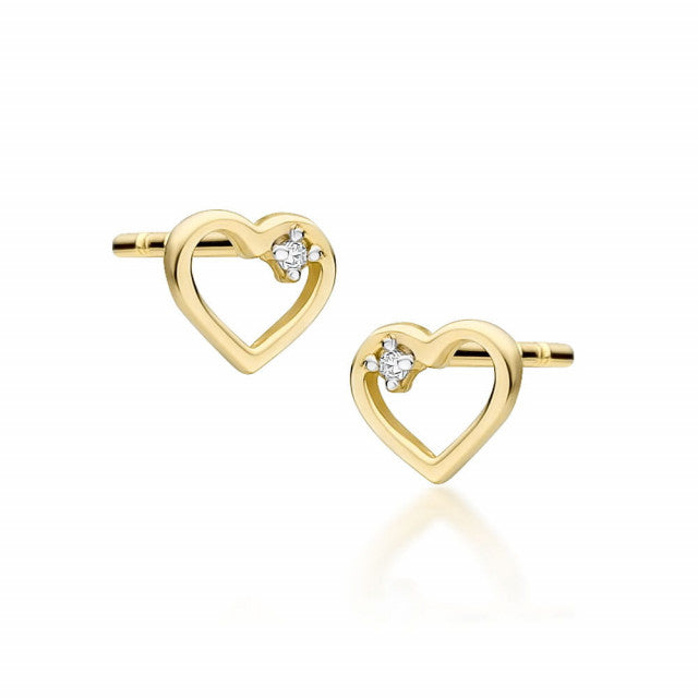 Cercei Aur 14K cu Diamante Naturale 0.01 ct — Aur galben