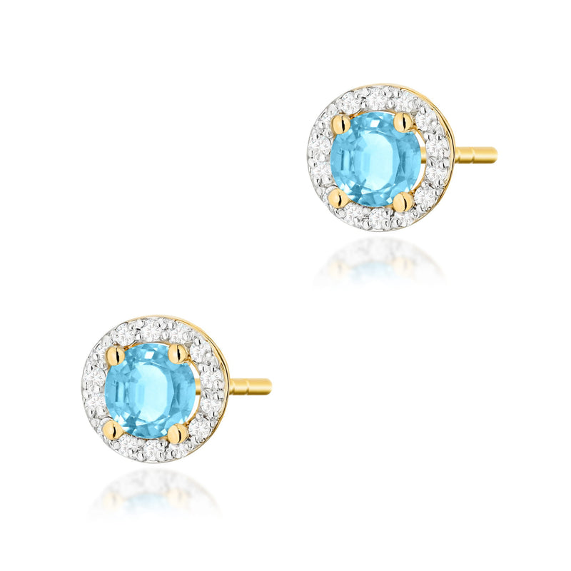 Cercei Aur 14K cu Topaz Swiss 0.50 ct si Diamante Naturale 0.24 ct — Aur galben
