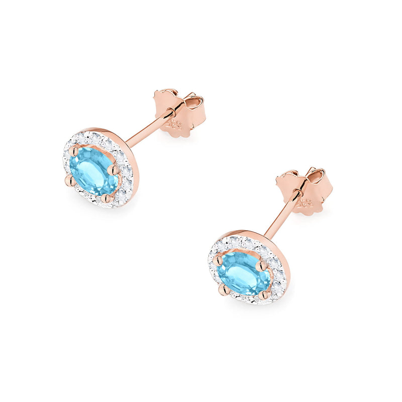 Cercei Aur 14K cu Topaz Swiss 0.50 ct si Diamante Naturale 0.24 ct, imaginea 5 din 9