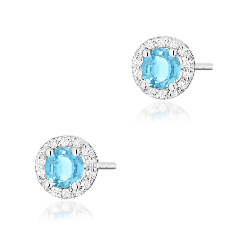 Cercei Aur 14K cu Topaz Swiss 0.50 ct si Diamante Naturale 0.24 ct, imaginea 7 din 9