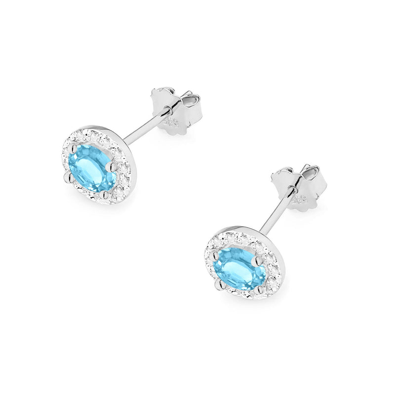 Cercei Aur 14K cu Topaz Swiss 0.50 ct si Diamante Naturale 0.24 ct, imaginea 8 din 9