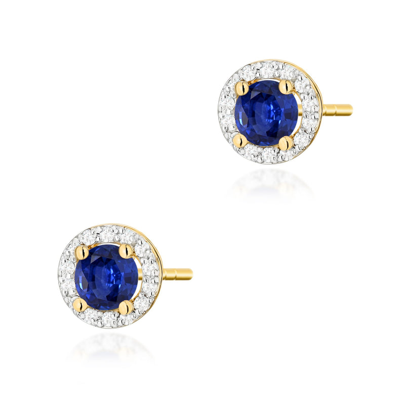 Cercei Aur 14K cu Safir 0.50 ct si Diamante Naturale 0.24 ct — Aur galben