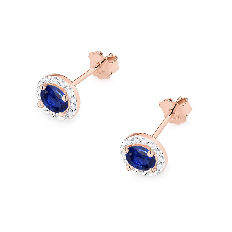 Cercei Aur 14K cu Safir 0.50 ct si Diamante Naturale 0.24 ct, imaginea 5 din 9