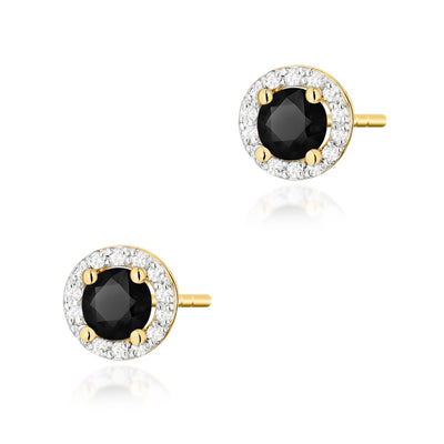 Cercei Aur 14K cu Diamante Naturale Albe si Negre 0.74 ct