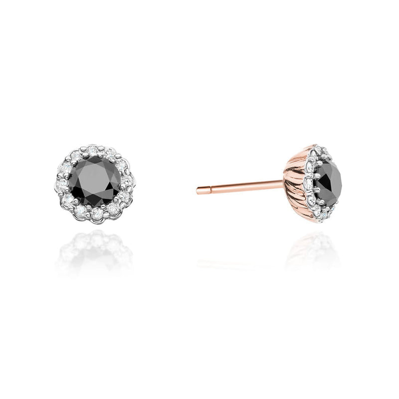 Cercei Aur 14K cu Diamante Naturale Albe si Negre 0.71 ct, imaginea 4 din 7