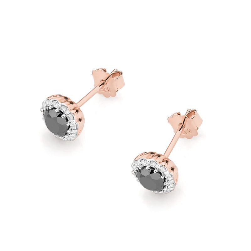 Cercei Aur 14K cu Diamante Naturale Albe si Negre 0.71 ct, imaginea 5 din 7