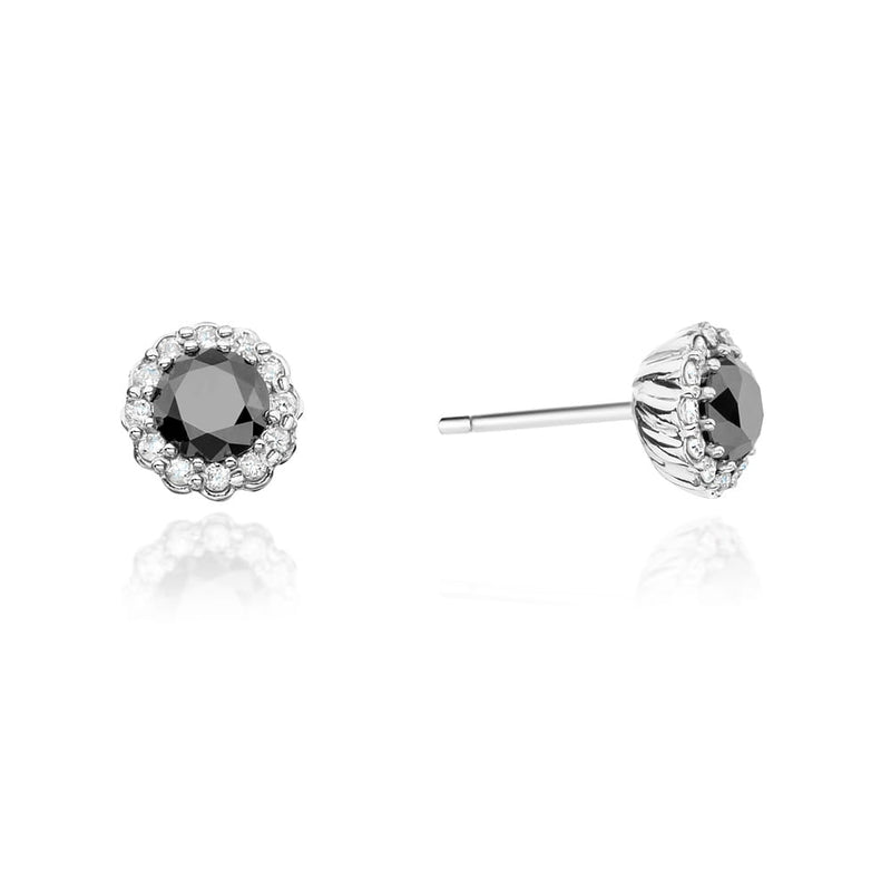 Cercei Aur 14K cu Diamante Naturale Albe si Negre 0.71 ct, imaginea 6 din 7