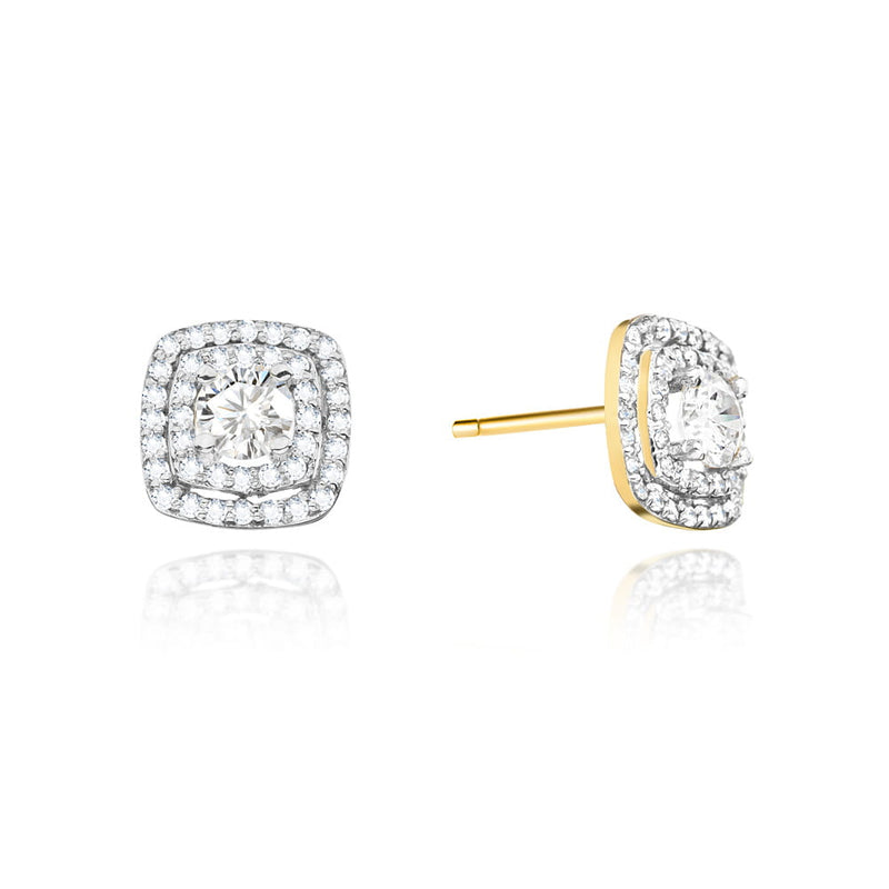 Cercei Aur 14K cu Diamante Naturale 0.70 ct — Aur galben