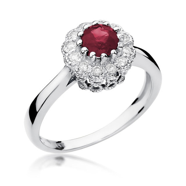 Inel Aur 14K cu Rubin 0.60 ct si Diamante Naturale 0.17 ct, imaginea 5 din 8