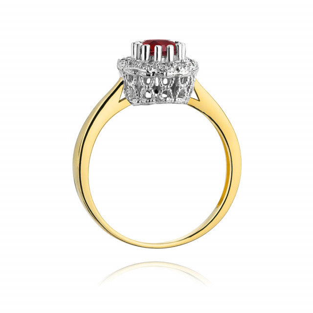 Inel Aur 14K cu Rubin 0.60 ct si Diamante Naturale 0.17 ct, imaginea 6 din 8