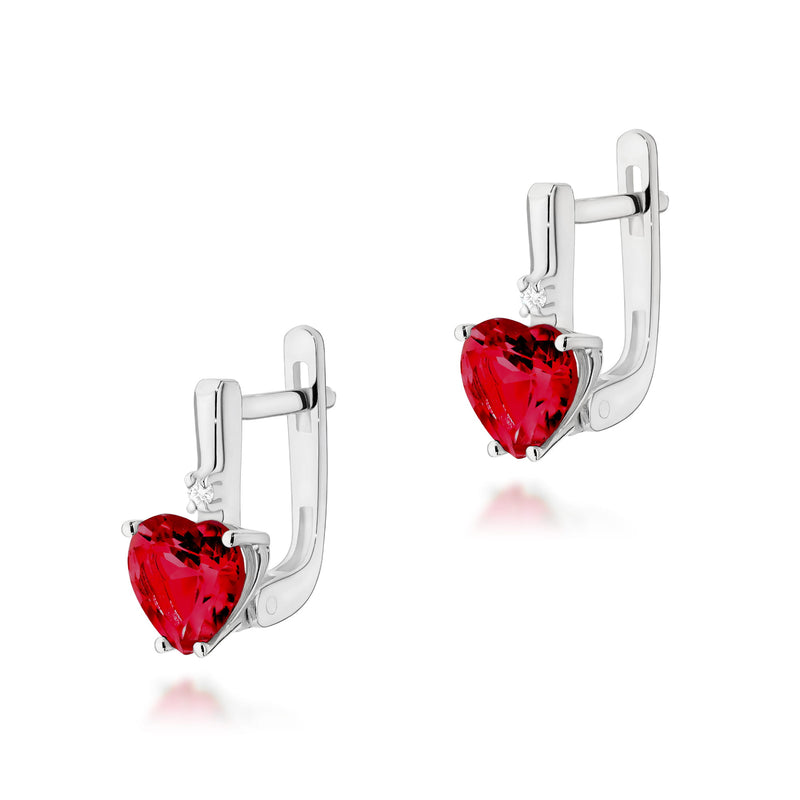 Cercei Aur 14K cu Rubin 1.70 ct si Diamante Naturale 0.03 ct, imaginea 4 din 4