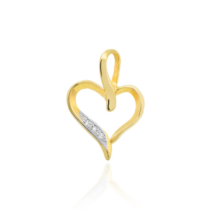 Pandantiv Aur 14K cu Diamante Naturale 0.01 ct — Aur galben