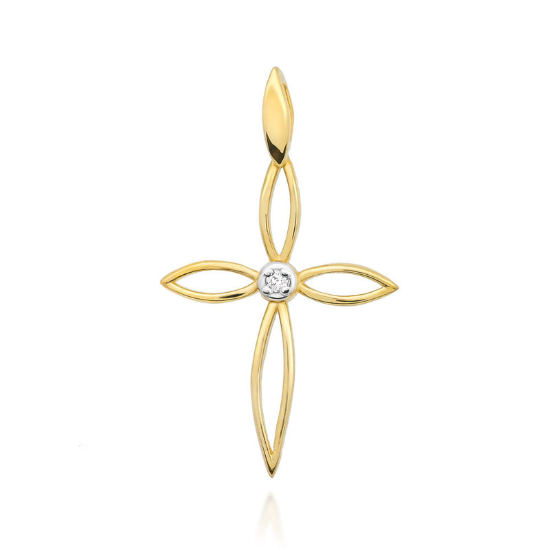 Pandantiv Aur 14K cu Diamant Natural 0.02 ct — Aur galben