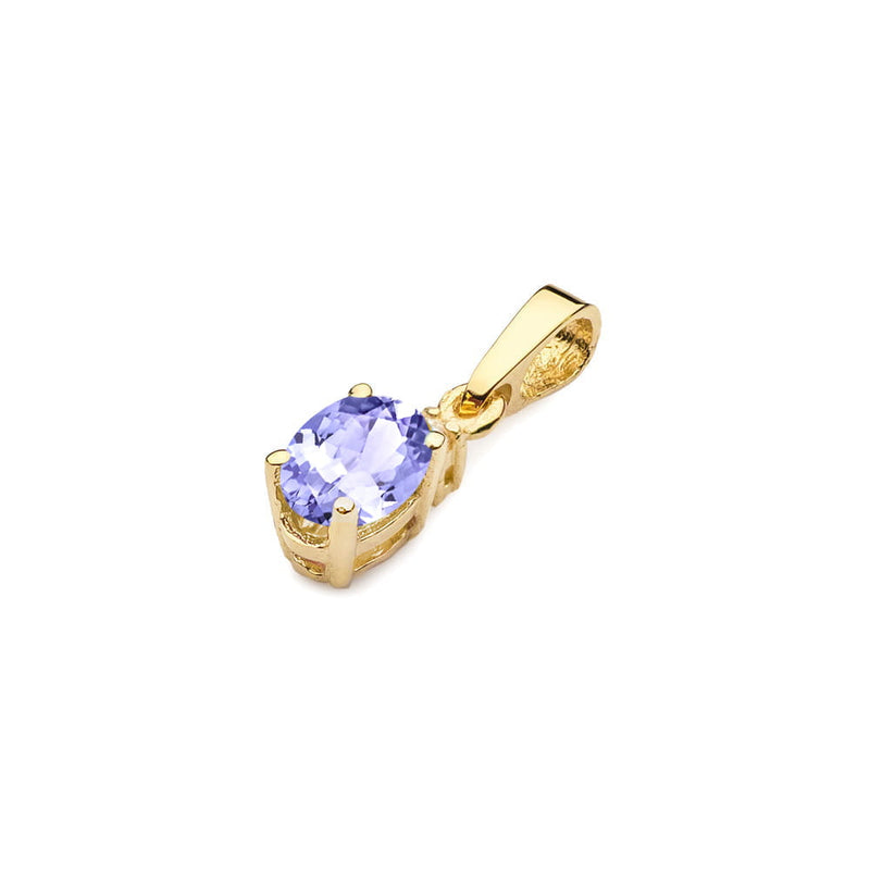 Pandantiv Aur 14K cu Tanzanit 0.40 ct si Diamant Natural 0.01 ct, imaginea 2 din 6