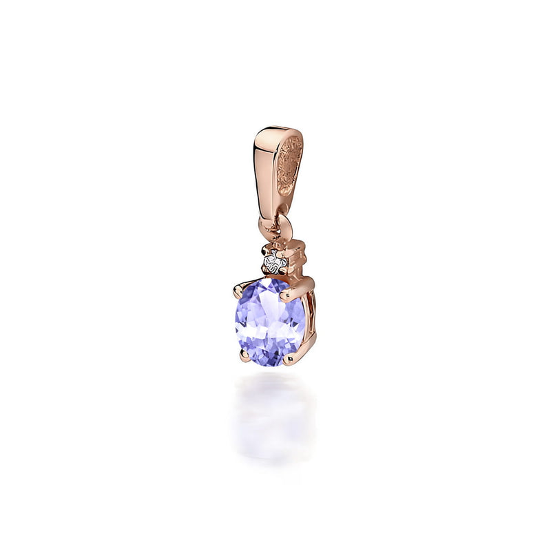 Pandantiv Aur 14K cu Tanzanit 0.40 ct si Diamant Natural 0.01 ct, imaginea 3 din 6