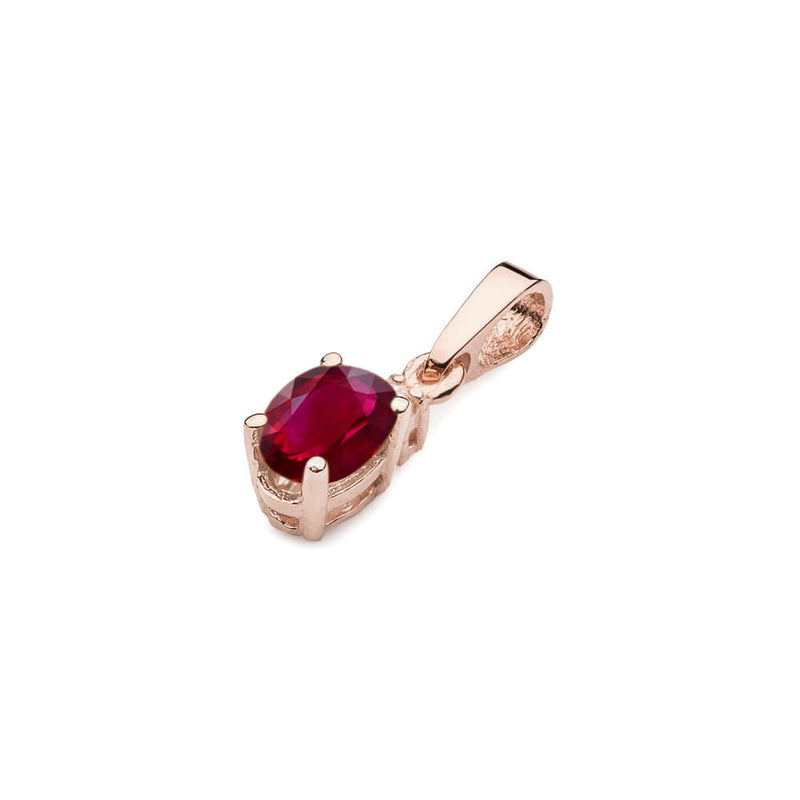 Pandantiv Aur 14K cu Rubin 0.60 ct si Diamant Natural 0.01 ct, imaginea 4 din 6