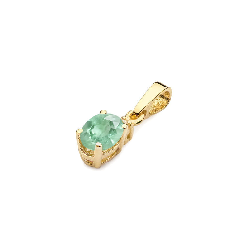 Pandantiv Aur 14K cu Smarald 0.40 ct si Diamant Natural 0.01 ct, imaginea 2 din 6