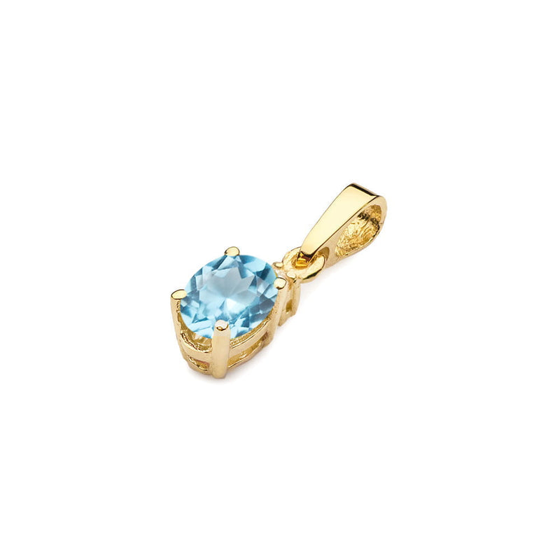 Pandantiv Aur 14K cu Topaz Swiss 0.50 ct si Diamant Natural 0.01 ct, imaginea 2 din 6