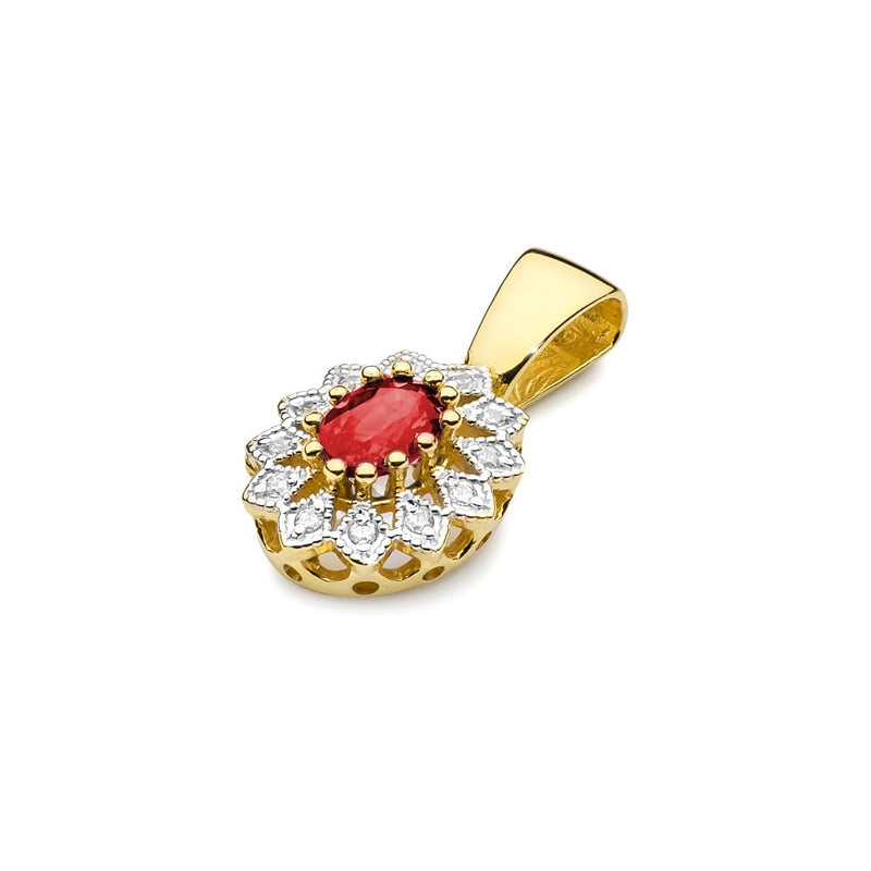 Pandantiv Aur 14K cu Rubin 0.60 ct si Diamante Naturale 0.10 ct, imaginea 2 din 5