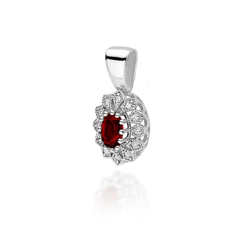 Pandantiv Aur 14K cu Rubin 0.60 ct si Diamante Naturale 0.10 ct, imaginea 5 din 5