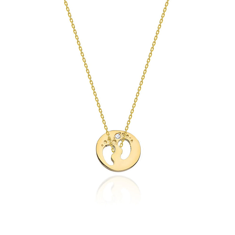 Colier Aur 14K cu Diamant Natural 0.01 ct — Aur galben