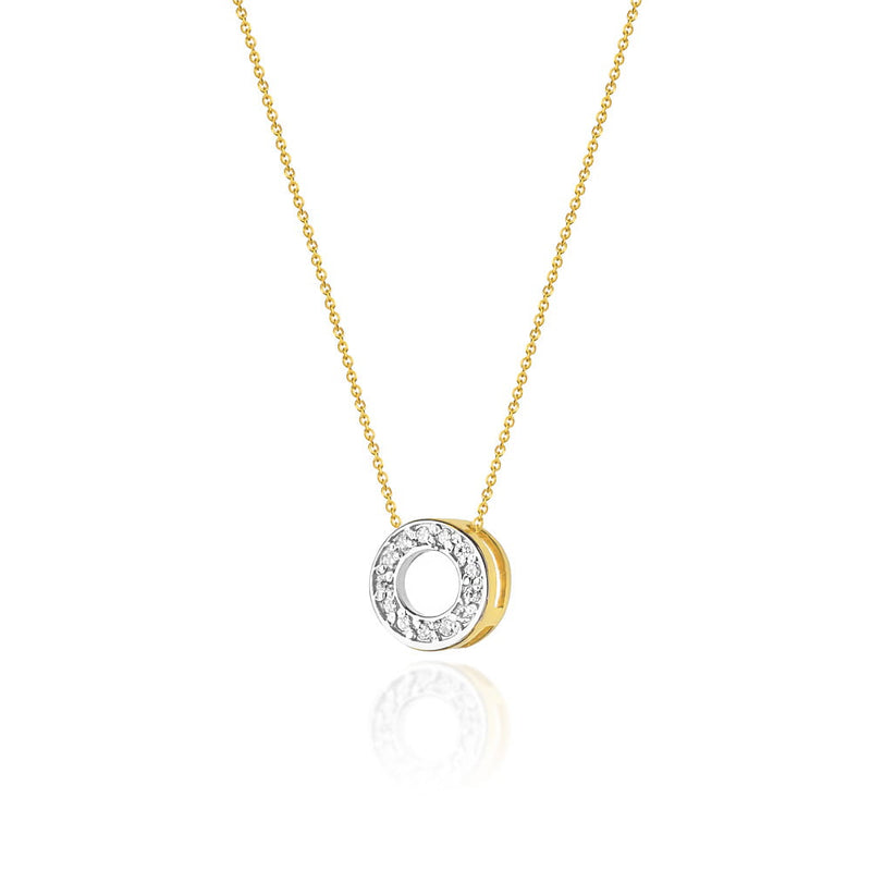 Colier Aur 14K cu Diamante Naturale 0.07 ct — Aur galben