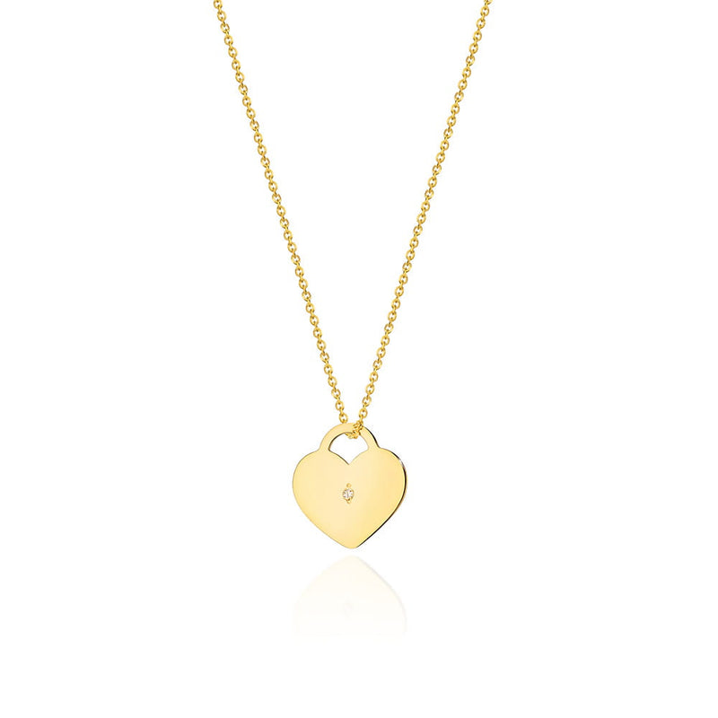 Colier Aur 14K cu Diamant Natural 0.01 ct — Aur galben
