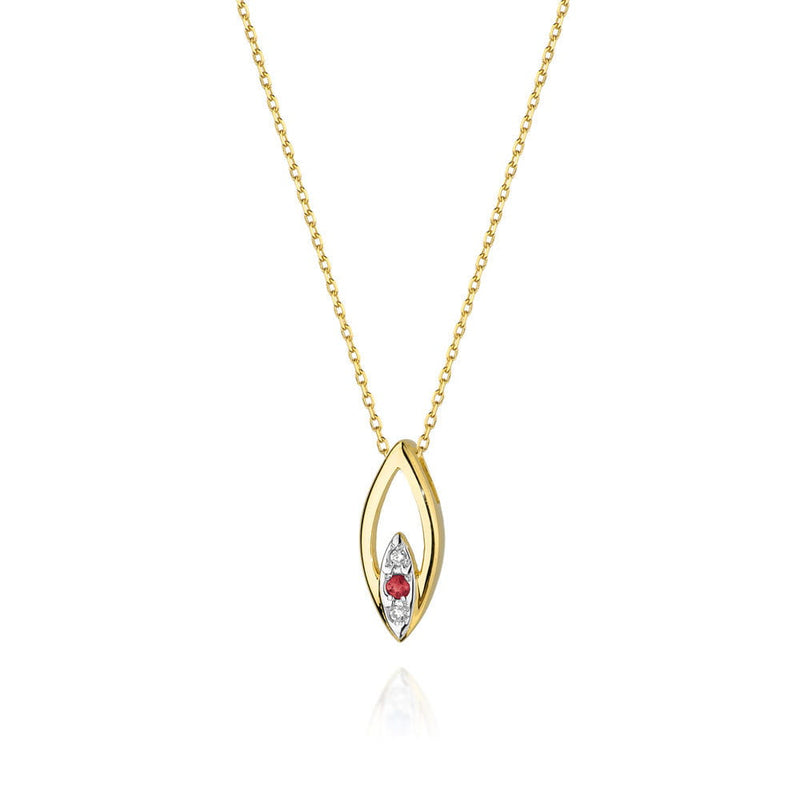Colier Aur 14K cu Diamante Naturale 0.03 ct — Aur galben