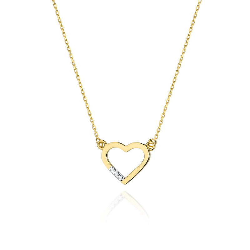 Colier Aur 14K cu Diamante Naturale 0.01 ct — Aur galben
