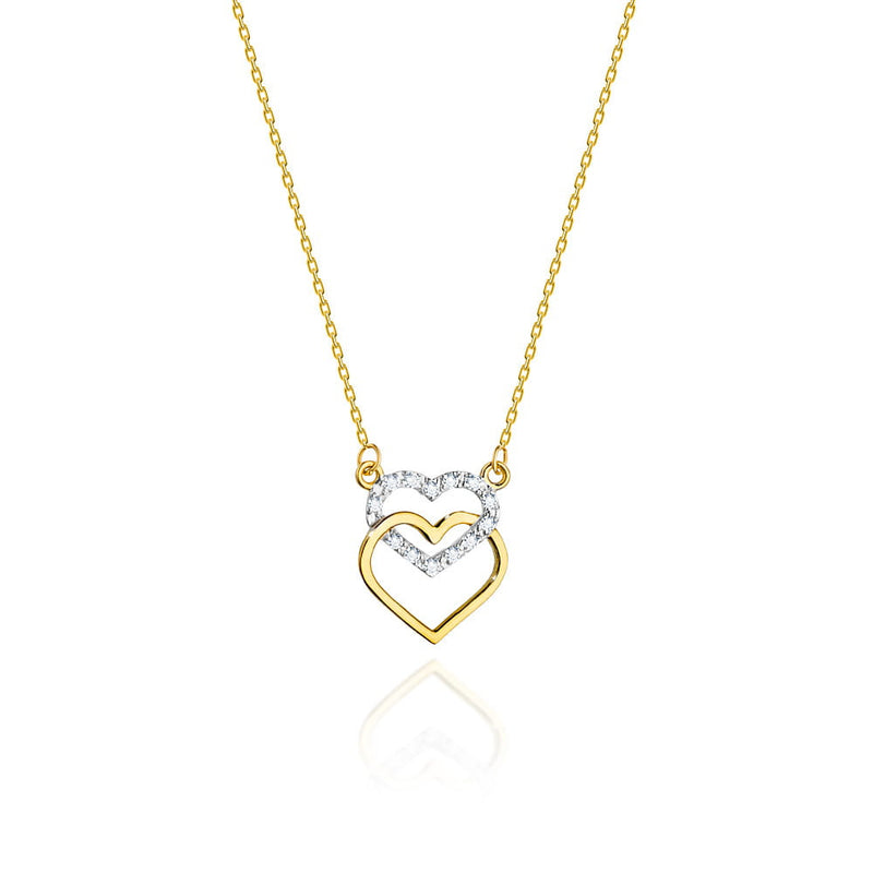 Colier Aur 14K cu Diamante Naturale 0.06 ct — Aur galben