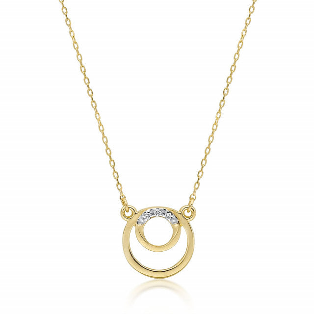 Colier Aur 14K cu Diamante Naturale 0.01 ct — Aur galben