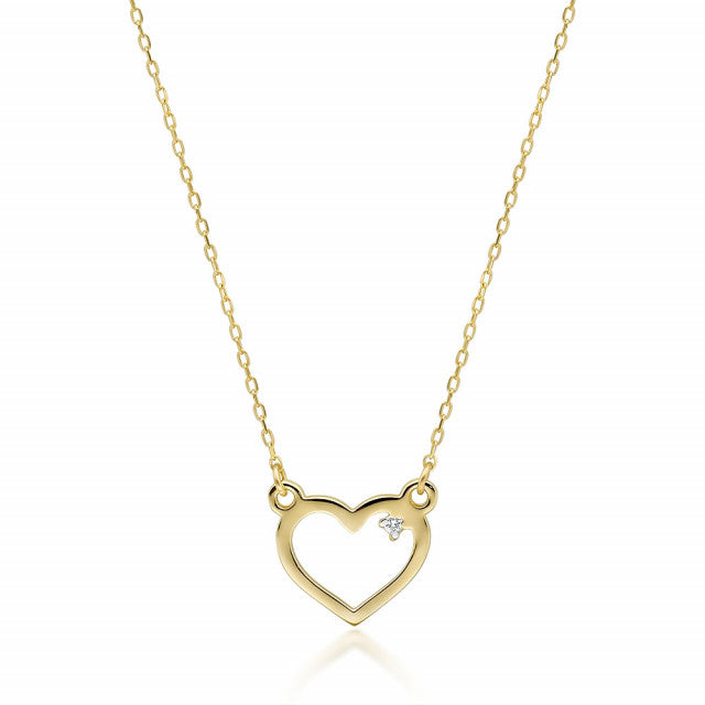 Colier Aur 14K cu Diamant Natural 0.01 ct — Aur galben