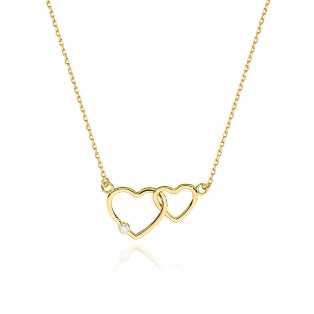 Colier Aur 14K cu Diamant Natural 0.01 ct — Aur galben