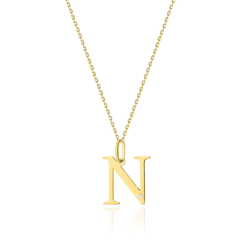 Colier Aur 14K cu Diamant Natural 0.01 ct — Aur galben