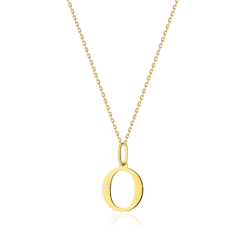 Colier Aur 14K cu Diamant Natural 0.01 ct — Aur galben