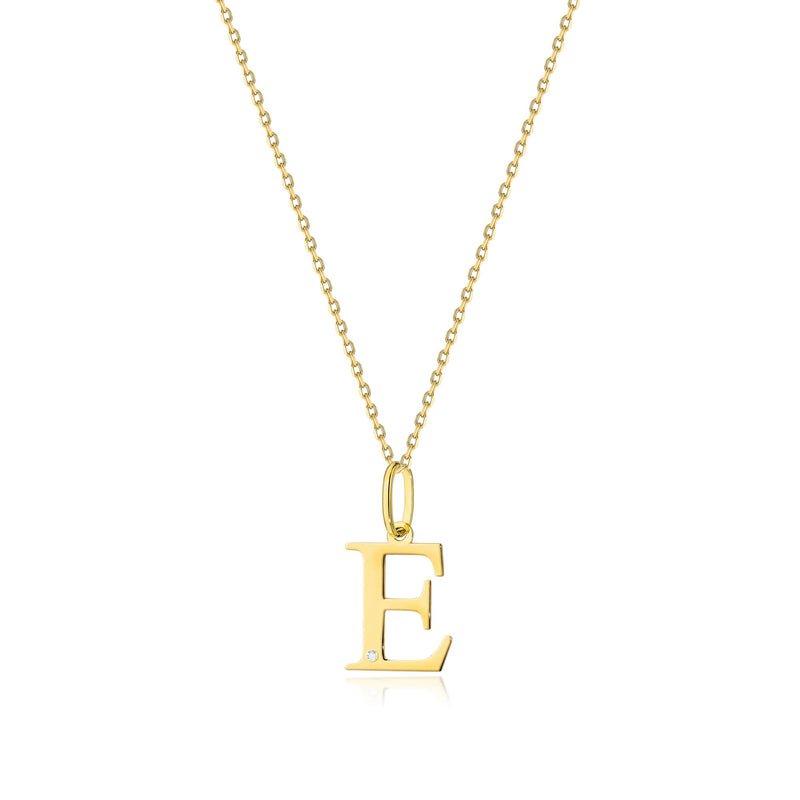 Colier Aur 14K cu Diamant Natural 0.01 ct — Aur galben