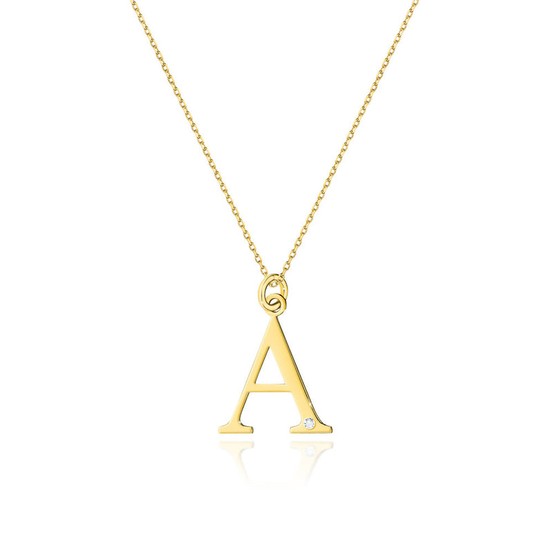 Colier Aur 14K cu Diamant Natural 0.01 ct — Aur galben