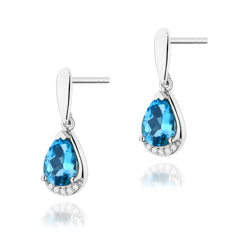 Cercei Aur 14K cu Topaz Swiss 1.40 ct si Diamante Naturale 0.05 ct, imaginea 3 din 6