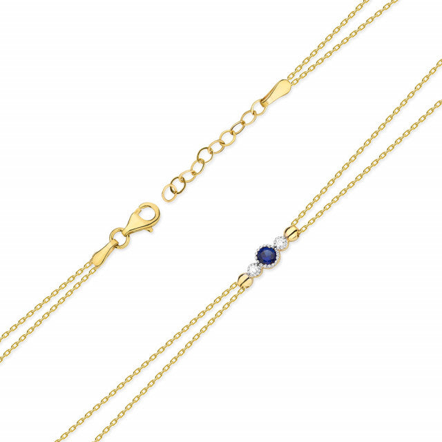 Bratara Aur 14K cu Safir 0.15 ct si Diamante Naturale 0.03 ct — Aur galben