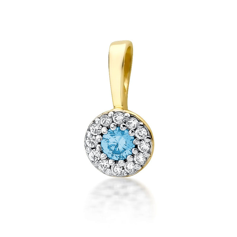 Pandantiv Aur 14K cu Topaz Swiss 0.15 ct si Diamante Naturale 0.10 ct — Aur galben