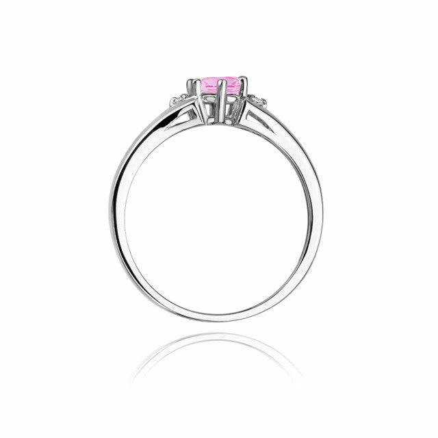 Inel Aur 14K cu Topaz Roz 0.60 ct si Diamante Naturale 0.03 ct, imaginea 7 din 9