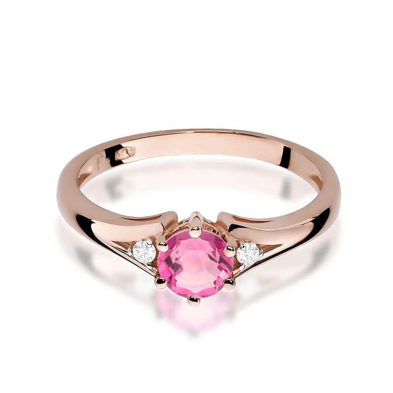 Inel Aur 14K cu Topaz Roz 0.60 ct si Diamante Naturale 0.03 ct, imaginea 9 din 9
