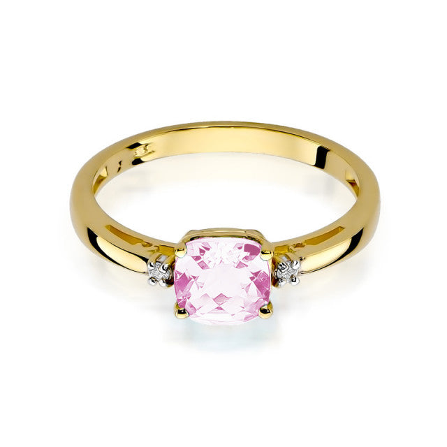 Inel Aur 14K cu Topaz Roz 1.10 ct si Diamante Naturale 0.03 ct, imaginea 2 din 10