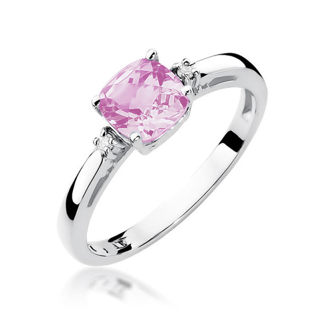 Inel Aur 14K cu Topaz Roz 1.10 ct si Diamante Naturale 0.03 ct, imaginea 4 din 10