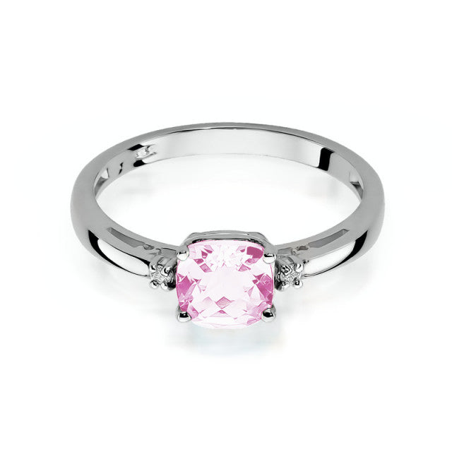 Inel Aur 14K cu Topaz Roz 1.10 ct si Diamante Naturale 0.03 ct, imaginea 5 din 10