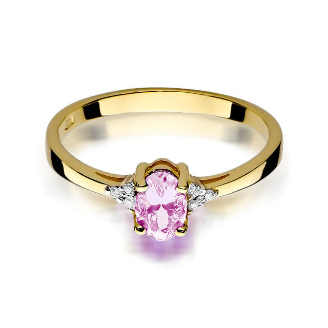 Inel Aur 14K cu Topaz Roz 0.50 ct si Diamante Naturale 0.05 ct, imaginea 2 din 10